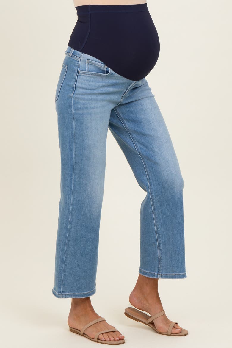 Medium Wash Cropped Wide Leg Maternity Jeans, Alternate, color, Blue