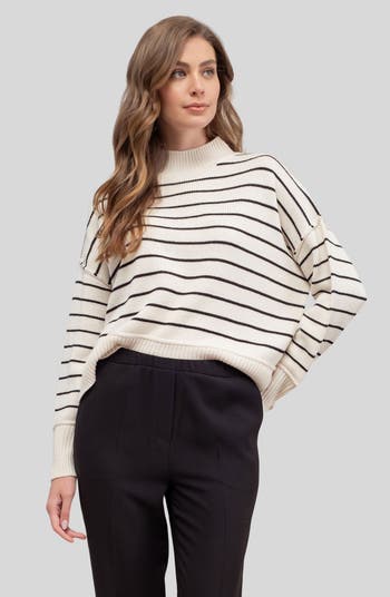 Stripe Mock Neck Sweater