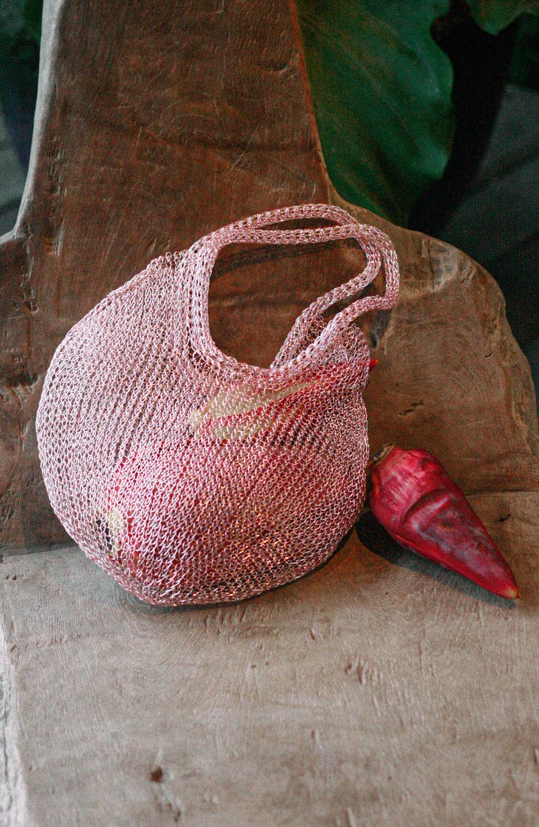 BRUNNA.CO The Sol Mesh Wire Tote Bag in Pink, Alternate, color, Pink