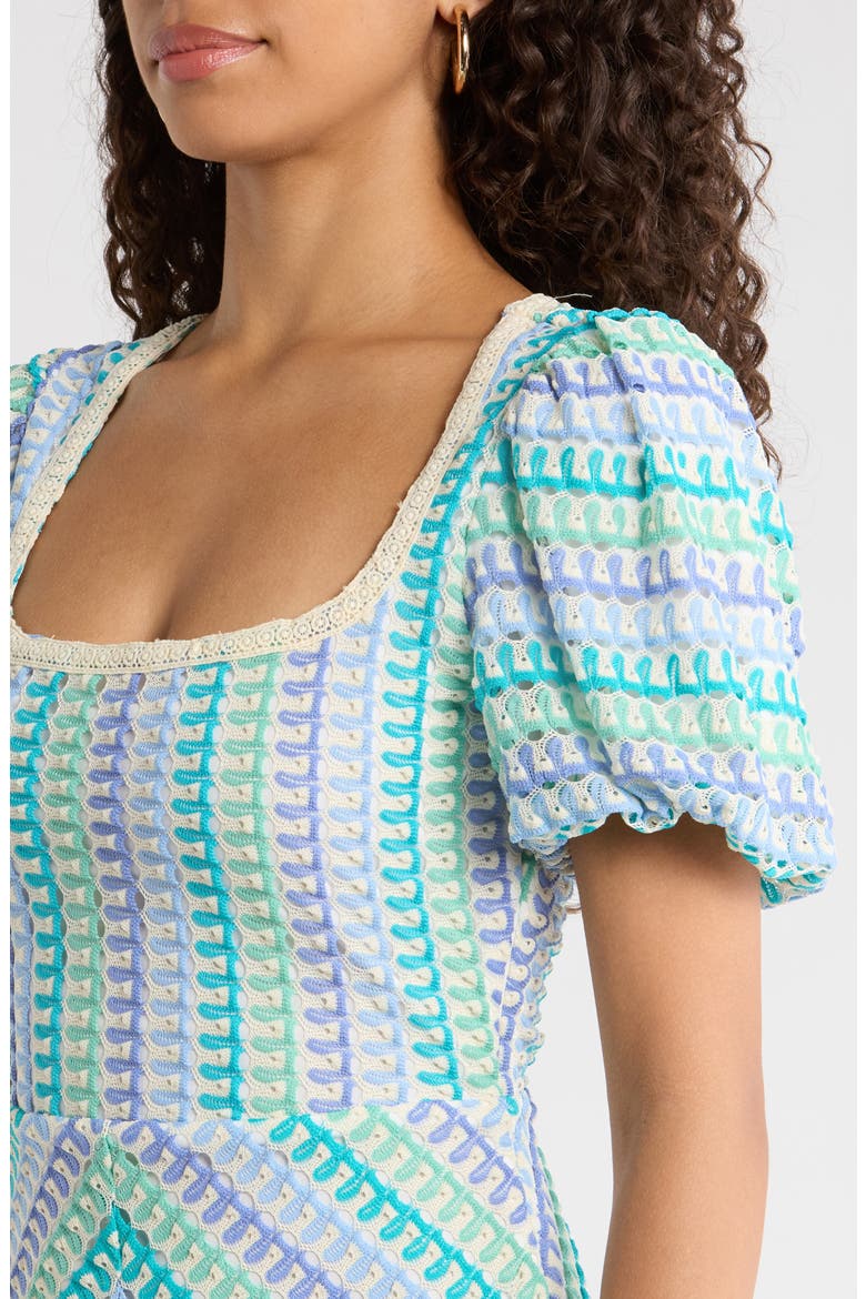 Widley Reyna Crochet Minidress, Alternate, color, BLUE WHITE