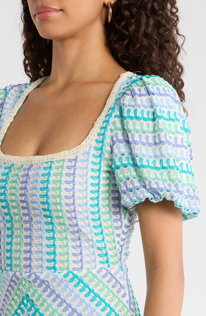 SUGARLIPS Widley Reyna Crochet Minidress, Alternate, color, Blue White