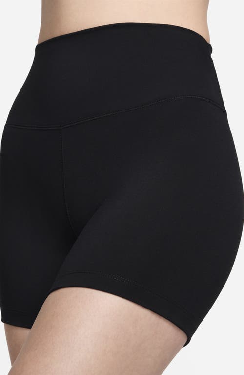 Shop Nike One Elemental Dri-fit High Waist Bike Shorts In Black/black