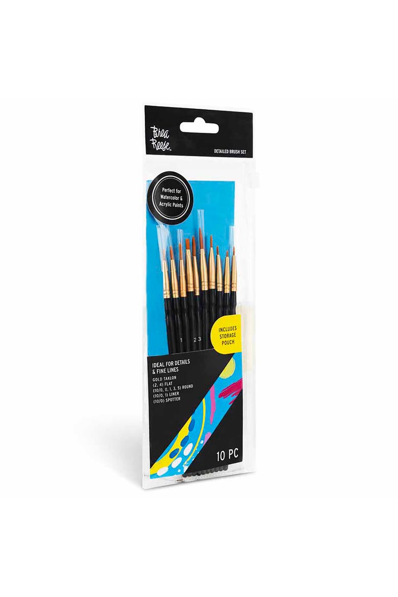 Brush Set Detailed Pack 10Pc Gold Taklon Bristles, Alternate, color, Gold