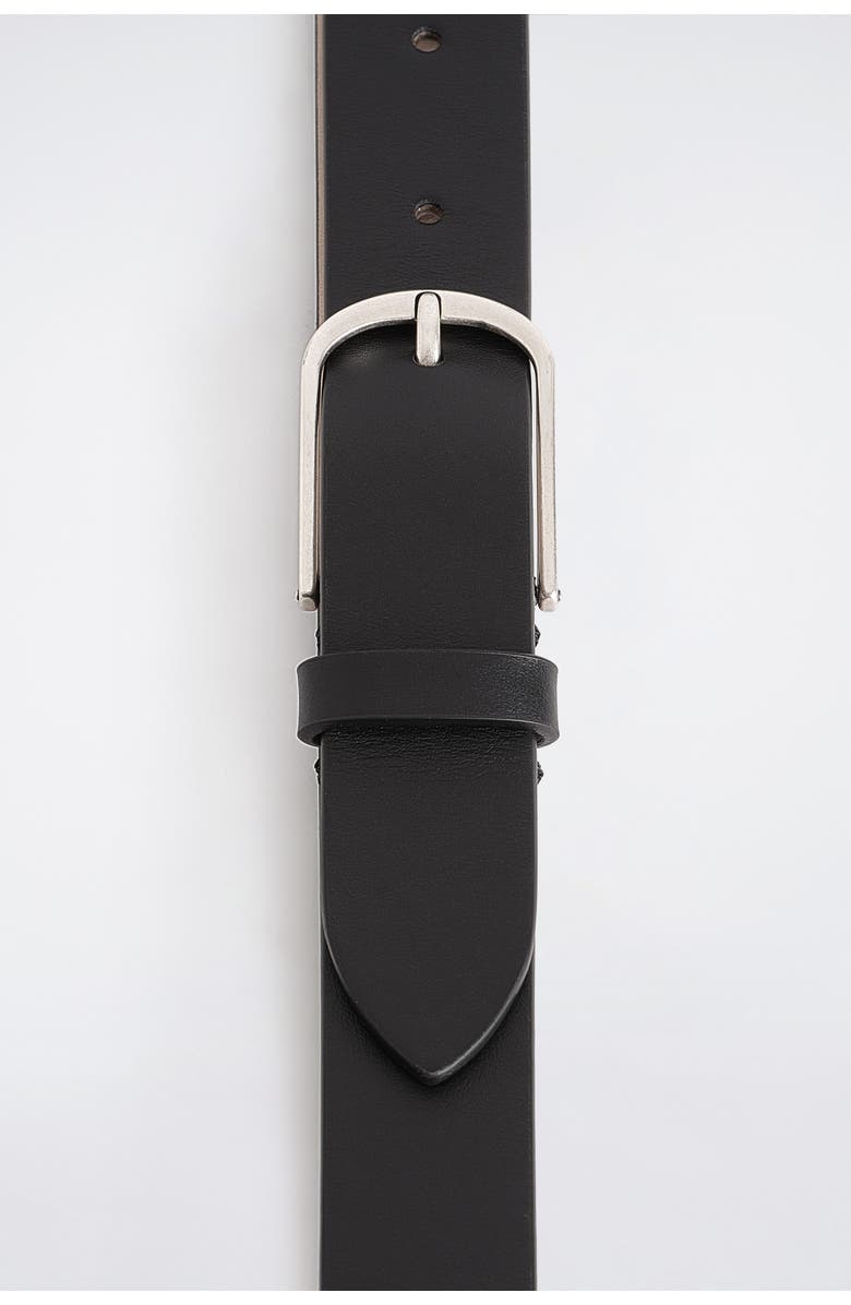 COS Rounded-Buckle Leather Belt, Alternate, color, Black