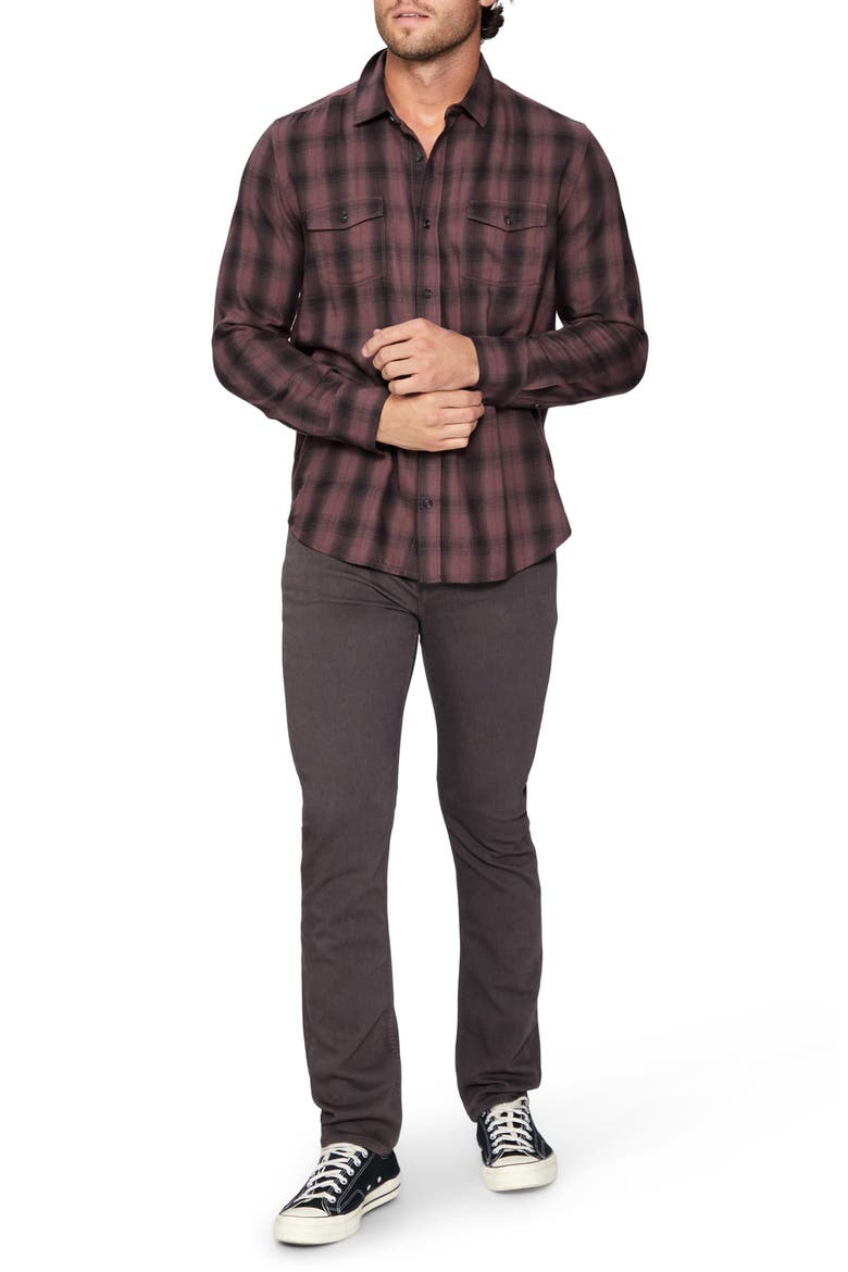 Everett Plaid Flannel Button-Up Shirt, Alternate, color, NGHTMAUVE