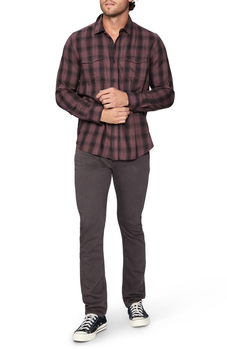 PAIGE Everett Plaid Flannel Button-Up Shirt, Alternate, color, Nghtmauve