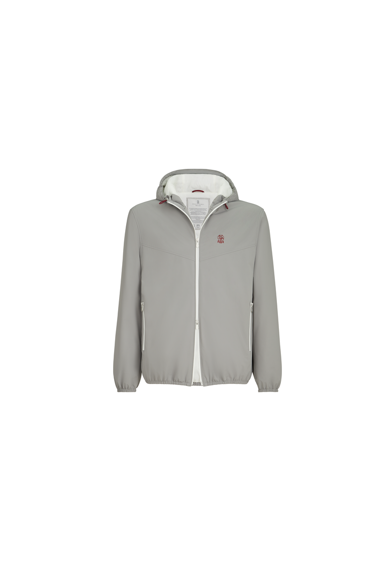 Bonded nylon hooded outerwear jacket with Thermore® padding and logo, Alternate, color, Grey