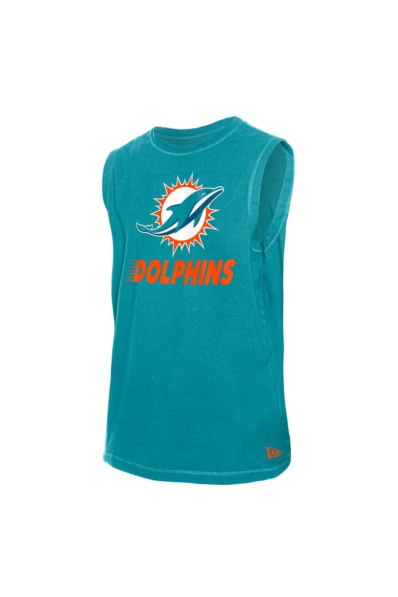 Men's New Era  Aqua Miami Dolphins Leisure Collection Tank Top, Alternate, color, Aqua