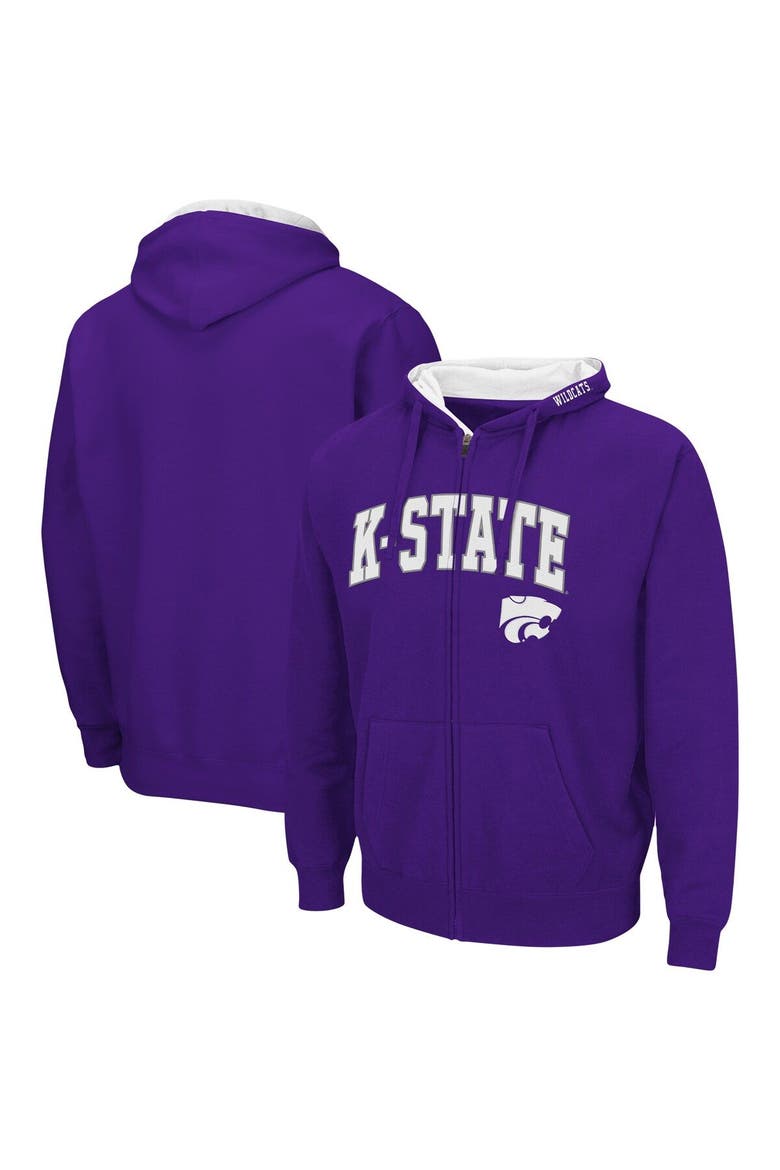 Men's Colosseum Purple Kansas State Wildcats Arch & Logo 3.0 Full-Zip Hoodie, Main, color, Purple