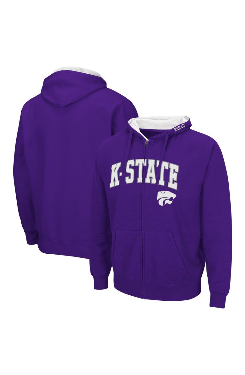 COLOSSEUM Men's Colosseum Purple Kansas State Wildcats Arch & Logo 3.0 Full-Zip Hoodie, Main, color, Purple