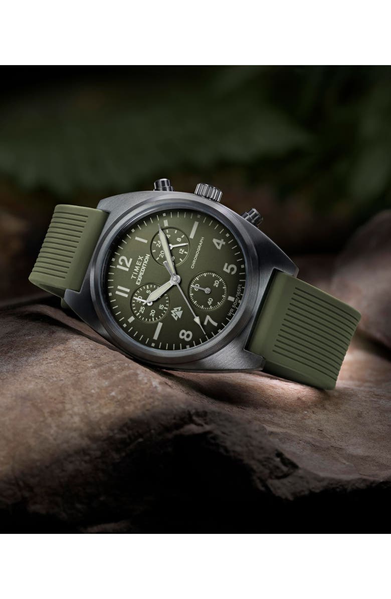 Timex<sup>®</sup> Expedition Capstone Chronograph Silicone Strap Watch, 41mm, Alternate, color, Gunmetal
