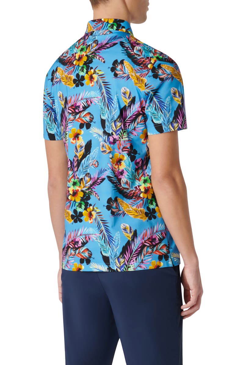 Bugatchi Victor OoohCotton<sup>®</sup> Floral Polo, Alternate, color, Azure