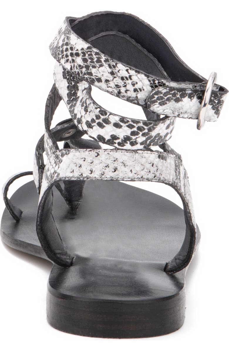 VINTAGE FOUNDRY Vina Snake Embossed Leather Ankle Strap Flat Sandal, Alternate, color,