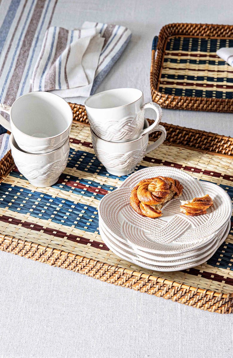 Juliska Danish Stripe Wicker Tray, Alternate, color, Navy