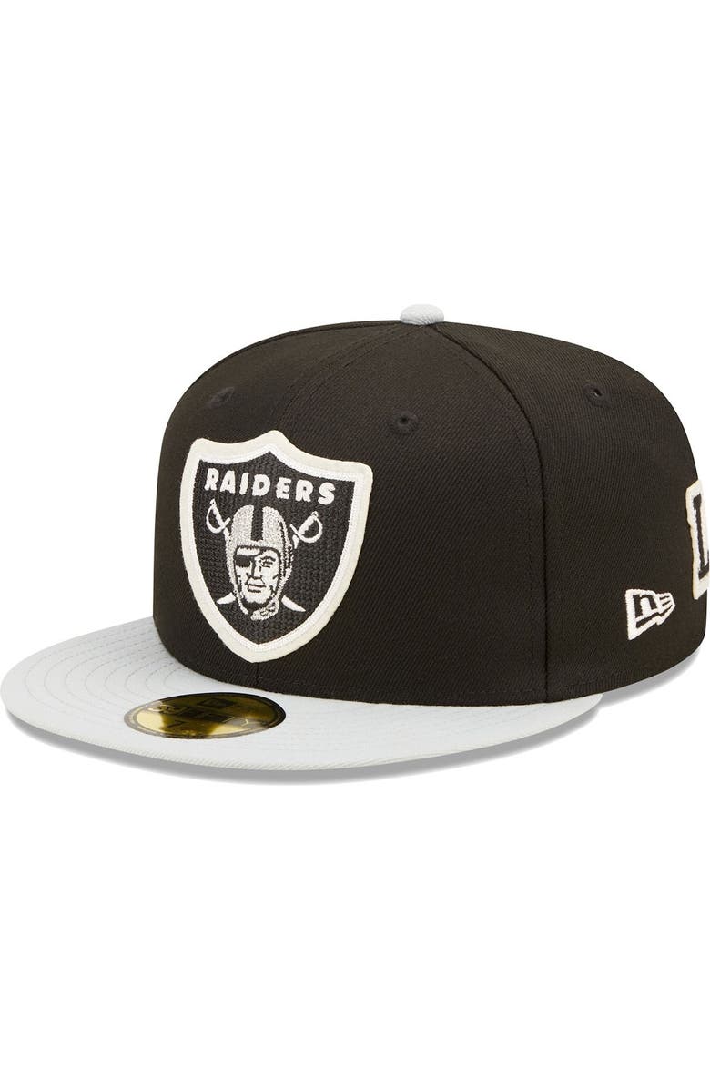 New Era Men's New Era Black/Silver Las Vegas Raiders Super Bowl XVIII Letterman 59FIFTY Fitted Hat, Alternate, color, Black