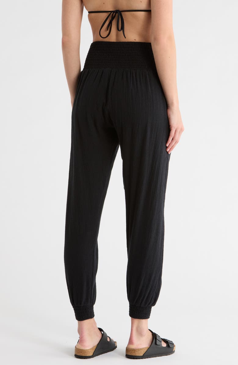 Vitamin A<sup>®</sup> Nya Smocked Linen & Organic Cotton Blend Beach Cover-Up Pants, Alternate, color, 