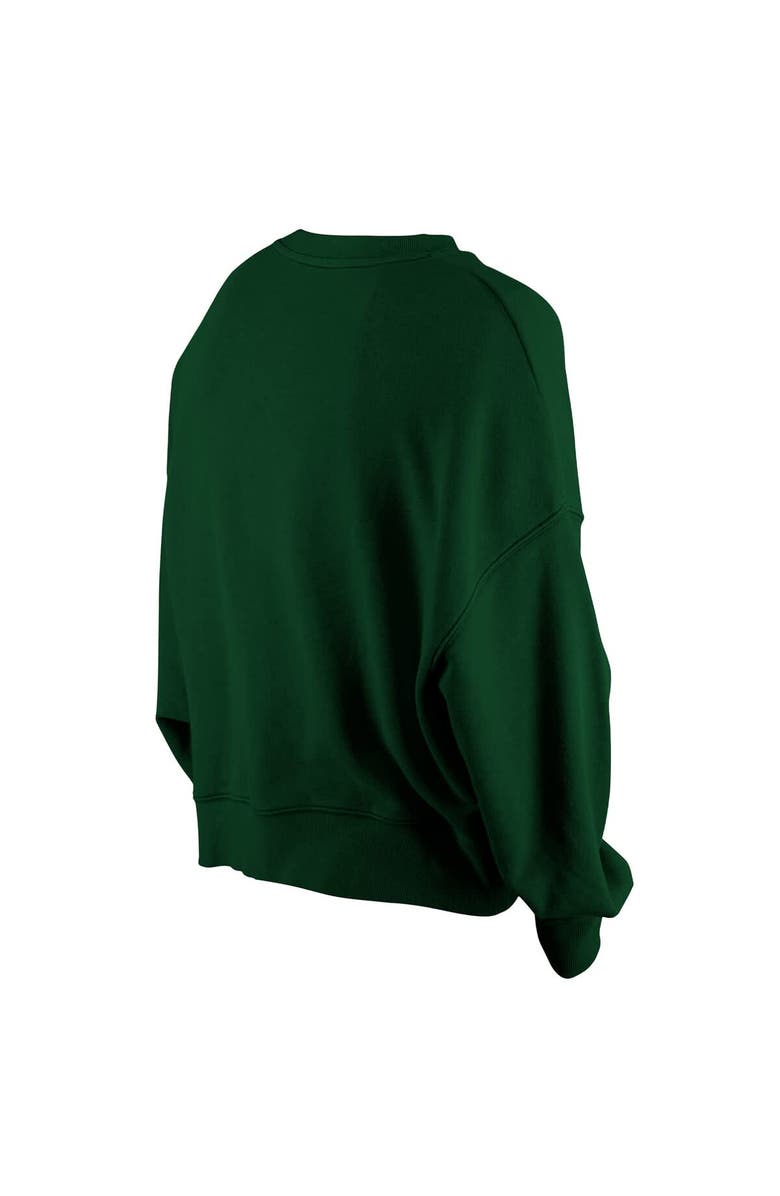 New Era Women's New Era Green Green Bay Packers Oversized Throwback Mineral Wash Crew Neck Sweatshirt, Alternate, color, 