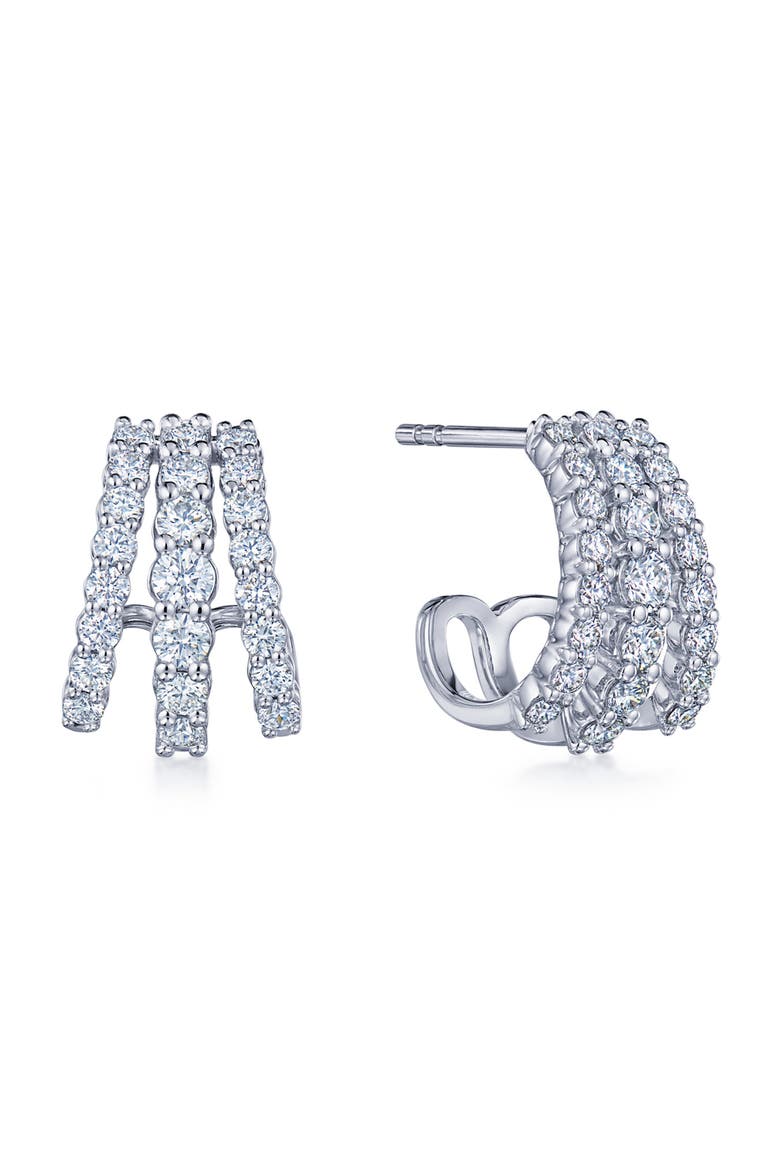 Lyric Three Row Hoop Earrings, Main, color, WHITE GOLD