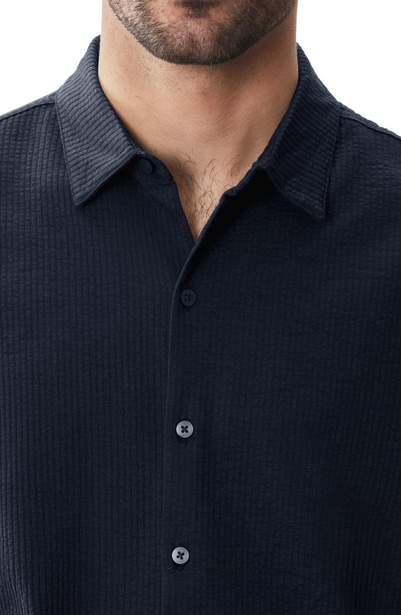 Robert Barakett Manny Short Sleeve Knit Button-Up Shirt, Alternate, color, Navy