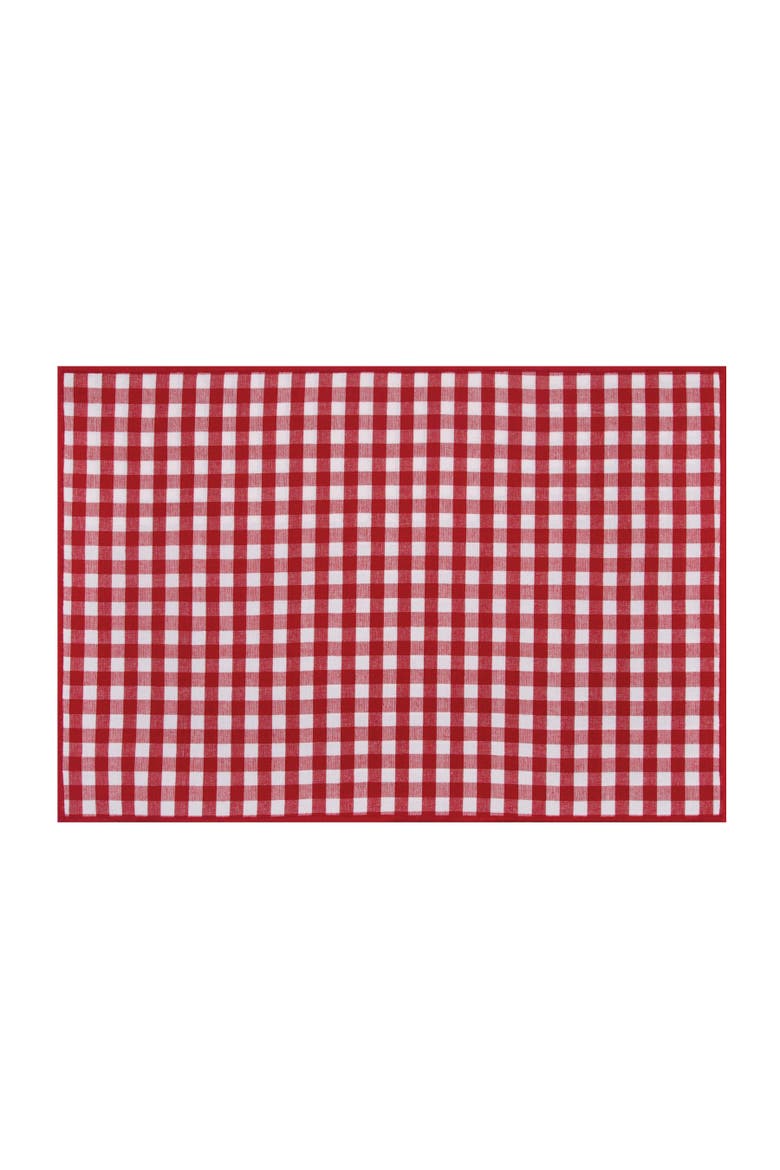 Patriotic 4th of July Red & Blue Plaid 100% Cotton Set of 6 Placemats 14" x 20", Alternate, color, White