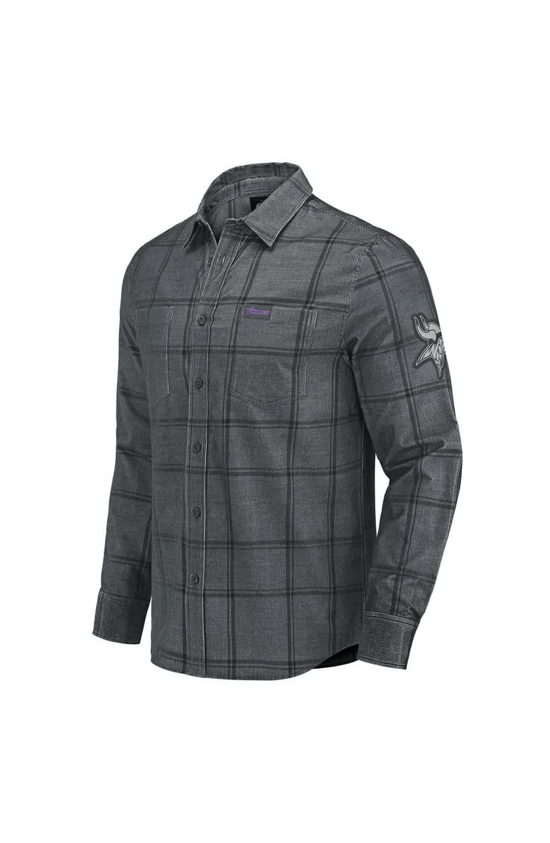 Darius Rucker Collection by Fanatics Men's Darius Rucker Collection by Fanatics Gray Minnesota Vikings Micro Corduroy Plaid Button Up Shirt, Alternate, color, 