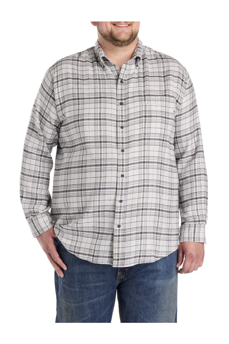 Big & Tall Large Plaid Flannel Sport Shirt V2, Alternate, color, GREY