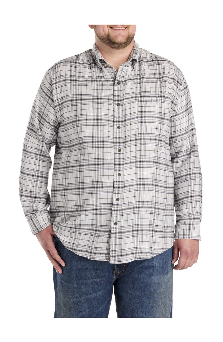 Harbor Bay by DXL Big & Tall Large Plaid Flannel Sport Shirt V2, Alternate, color, Grey