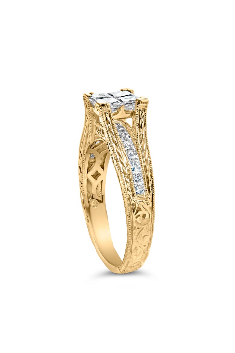 14K Yellow Gold 1.0 Cttw Princess Composite Diamond Engagement Ring, Alternate, color, Yellow
