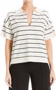 MAX STUDIO Johnny Collar Stripe Knit Polo Sweater