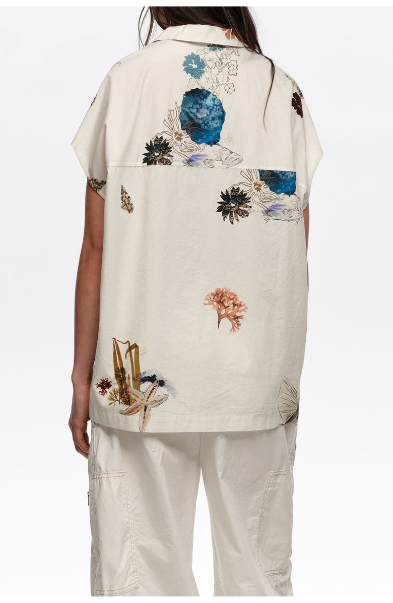 Bimba y Lola Seabed Cotton Cape Shirt, Alternate, color, Seabed Off White