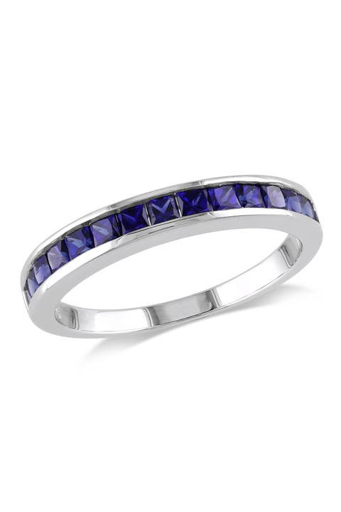 Created Blue Sapphire Eternity Ring