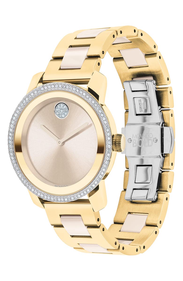 Movado Bold Iconic Mixed Material Bracelet Watch, 36mm, Alternate, color, 