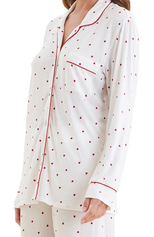 Papinelle Kate Modal Soft Full Length Pj Set In Ecru Hearts