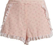 LoveShackFancy Adna Floral Print Lace Shorts