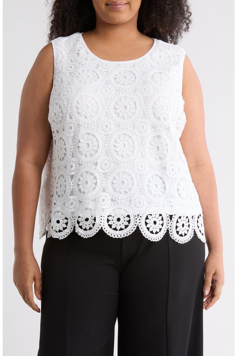 Miranda Sleeveless Lace Top, Main, color, BRIGHT WHITE