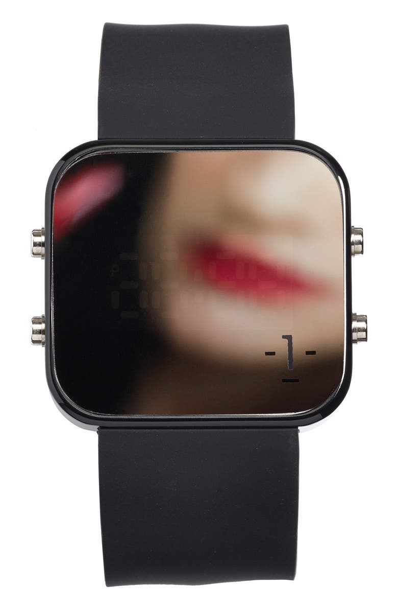1:Face 'Hunger' Square Digital Silicone Strap Watch, 38mm, Alternate, color, 
