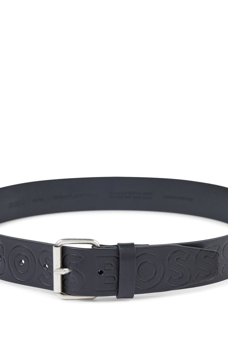 BOSS Serge Logo Leather Belt, Alternate, color, 