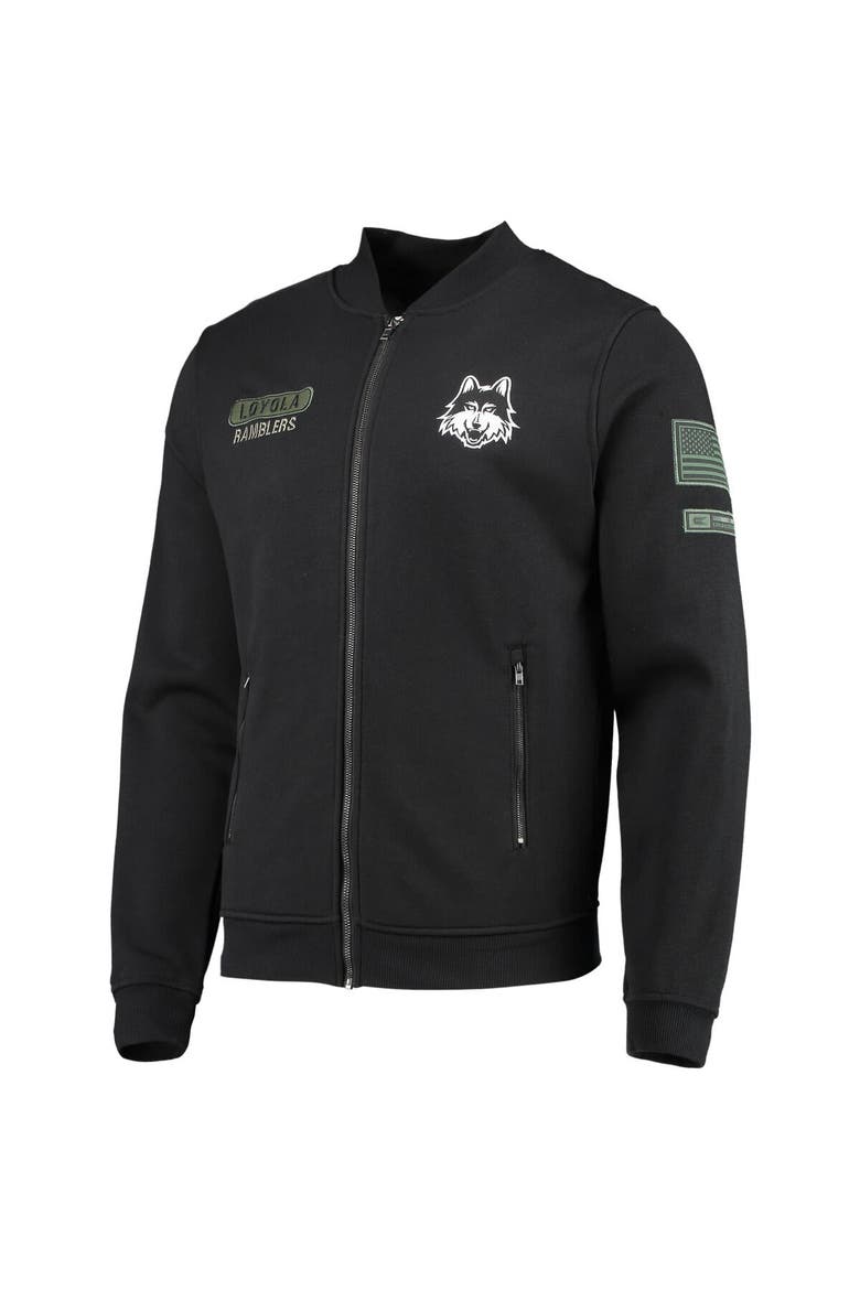 Men's Colosseum Black Loyola Chicago Ramblers OHT Military Appreciation High-Speed Bomber Full-Zip Jacket, Alternate, color, Black