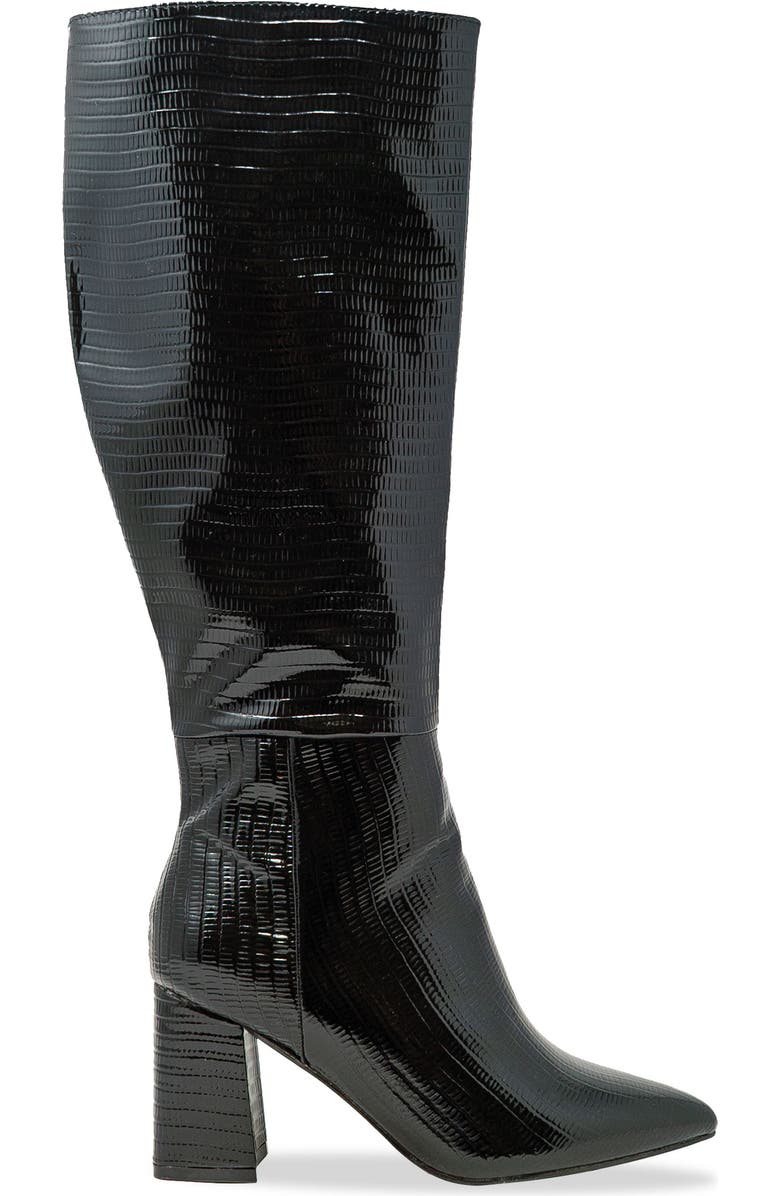 CHASE AND CHLOE Croc Embossed Knee High Boot, Alternate, color, Black Croc