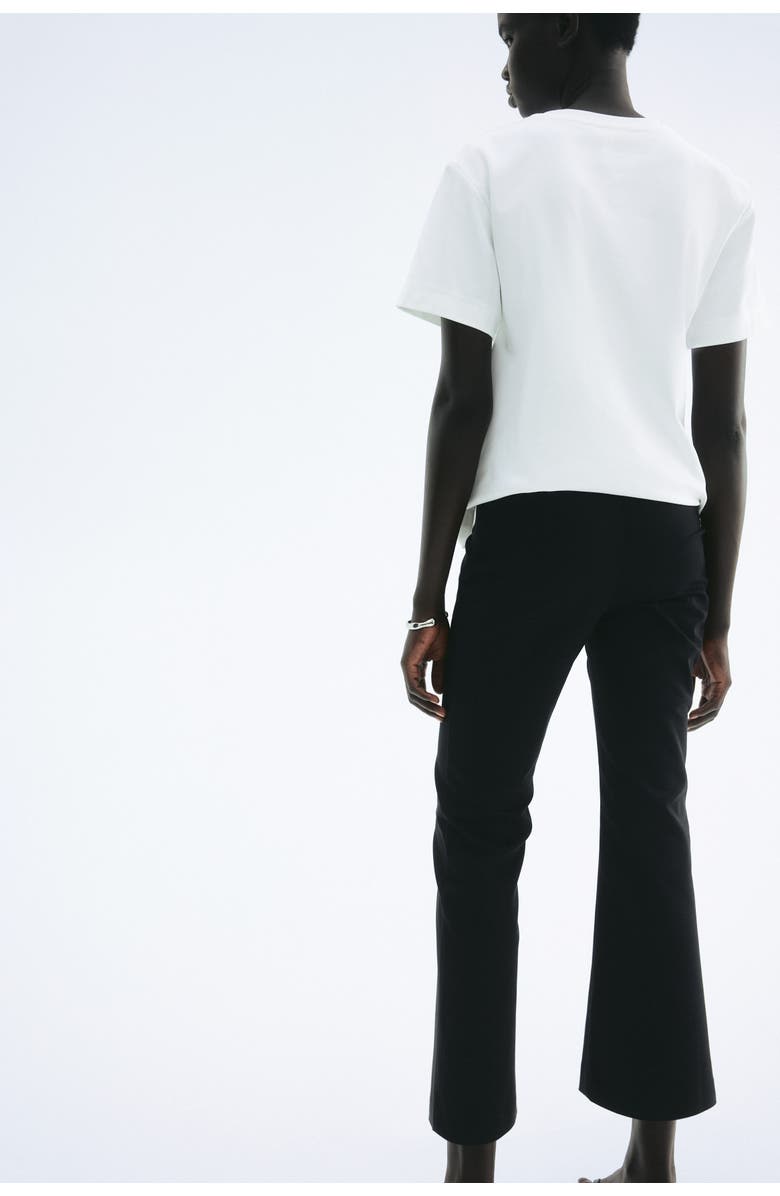 H&M Flared Crease-front Trousers, Alternate, color, Black