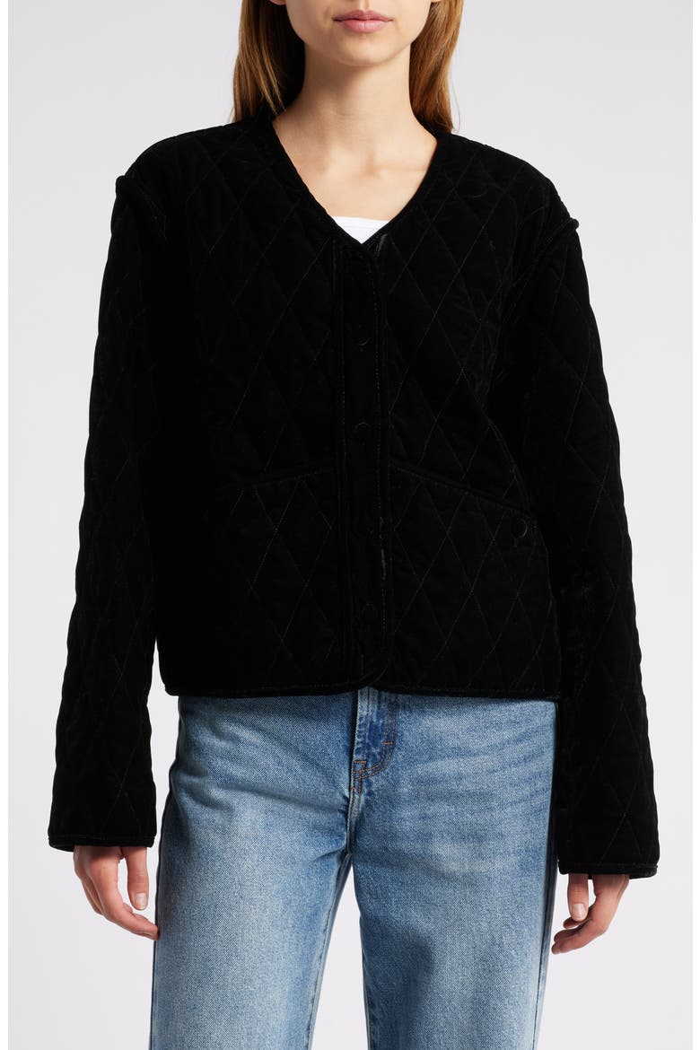 Kiko Quilted Velvet Jacket, Alternate, color, BLACK VELVET
