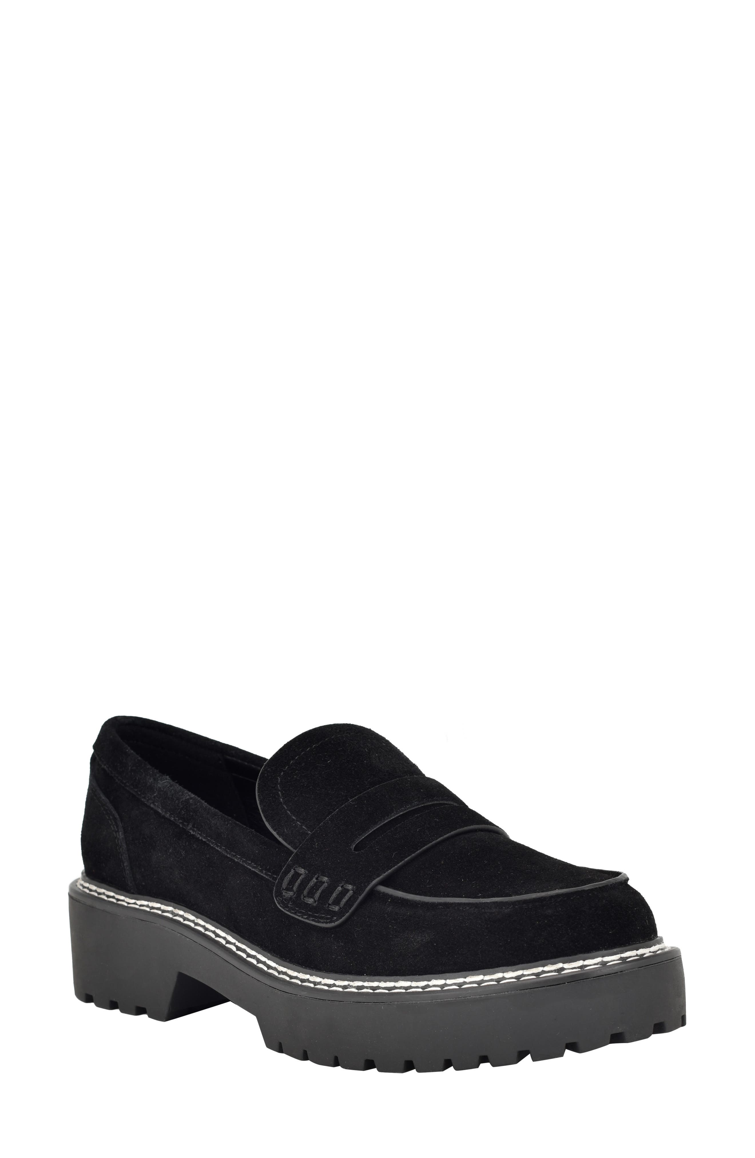 Suzie Penny Loafer, Main, color, BLACK SUEDE