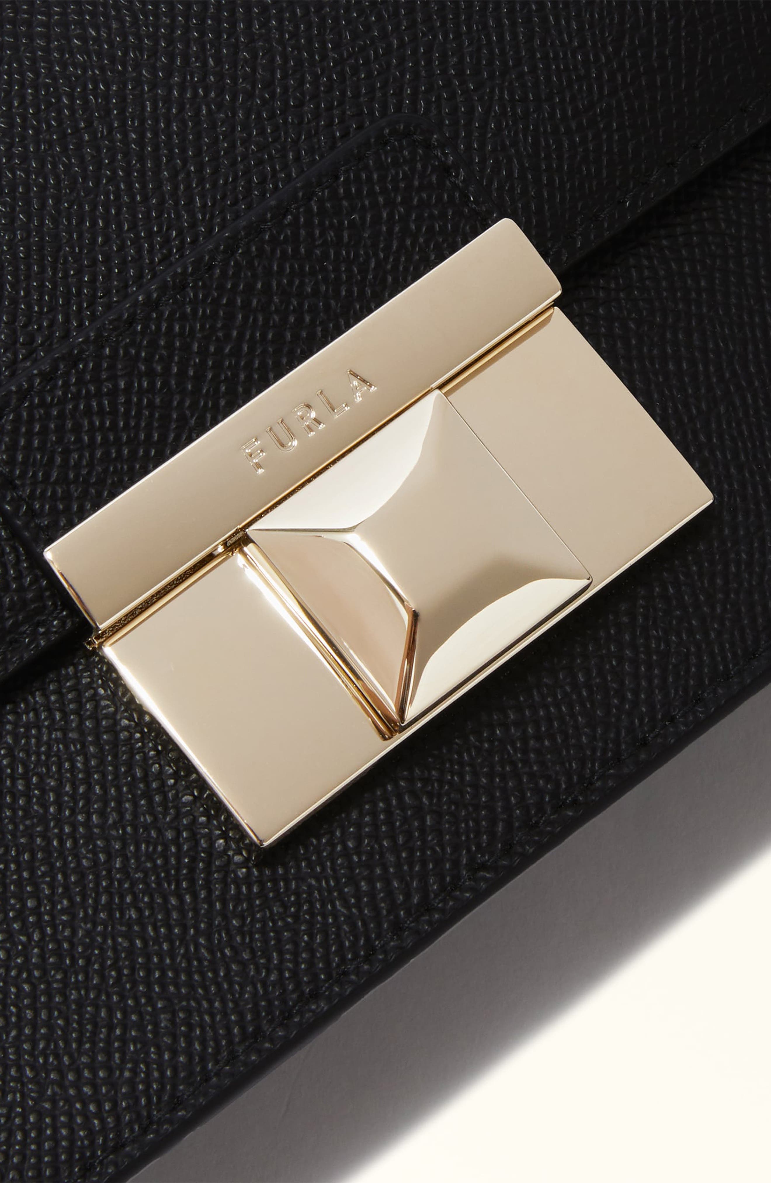 Furla Venere Convertible Leather Shoulder Bag, Alternate, color, Nero