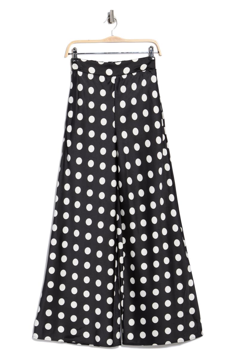 Renee C Polka Dot Wide Leg Pants, Alternate, color, Black