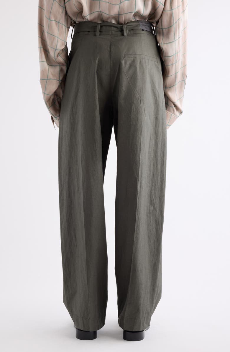 Acne Studios Pasoro Cinz Belted Washed Cotton Poplin Pants, Alternate, color, Dark Green