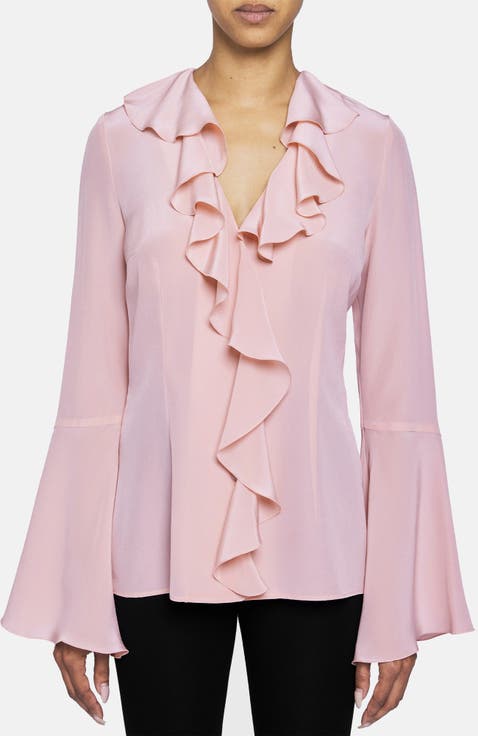 SYDNEY Long Sleeve Ruffle Neck Blouse