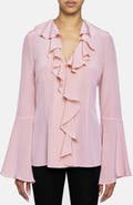 Santorelli Sydney Long Sleeve Ruffle Neck Blouse