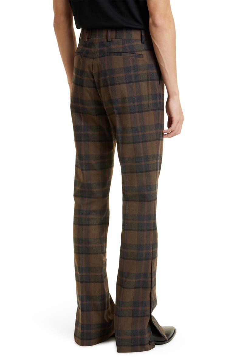 AMIRI Plaid Split Hem Flare Leg Pants, Alternate, color, 