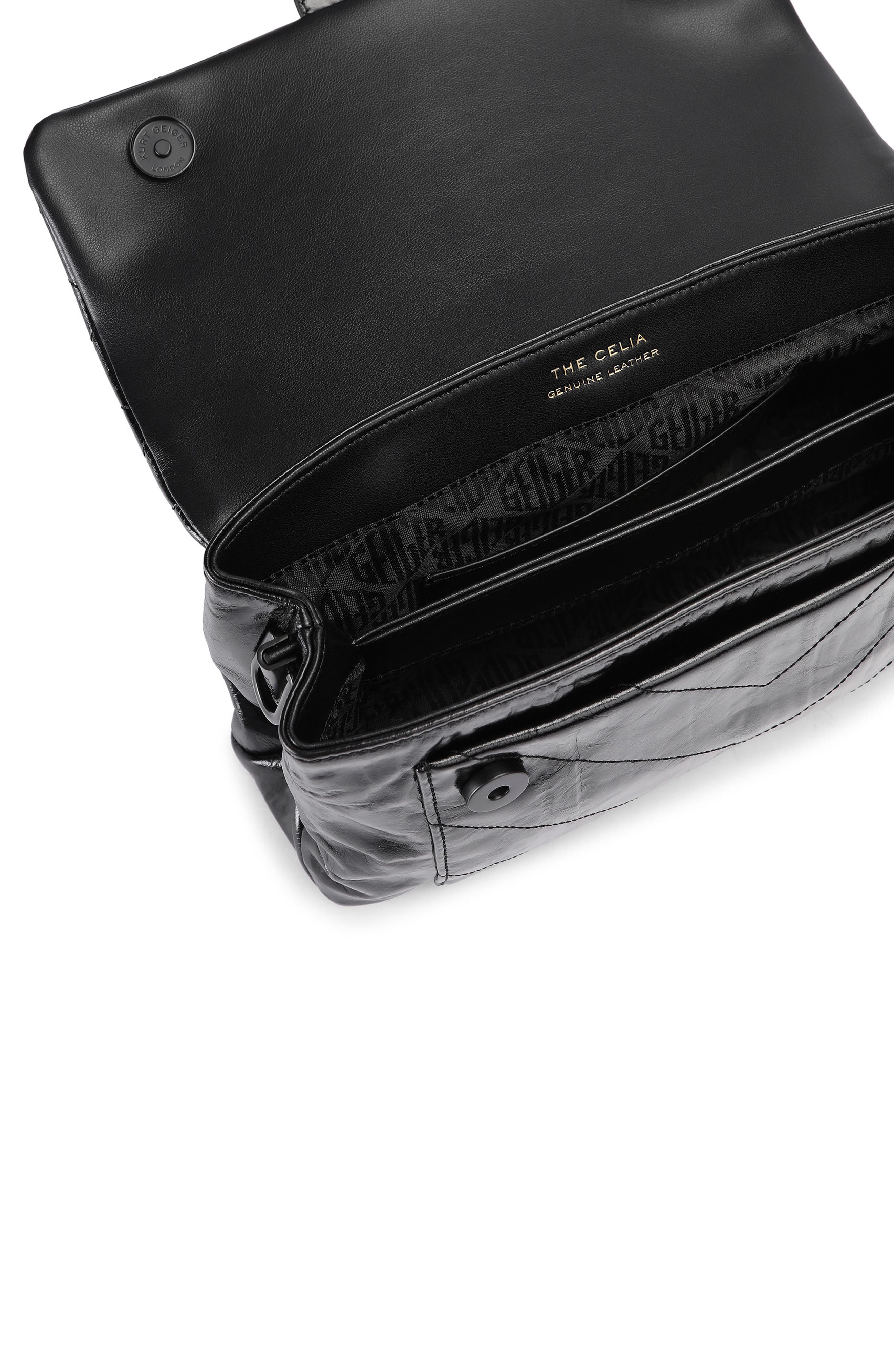 Celia Leather Shoulder Bag, Alternate, color, BLACK