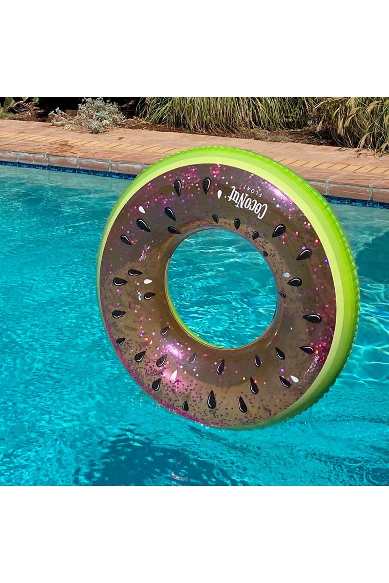 Juicy Watermelon Glitter 42" Pool Float Ring, Inflatable, Antileak, Durable, Alternate, color, Pink